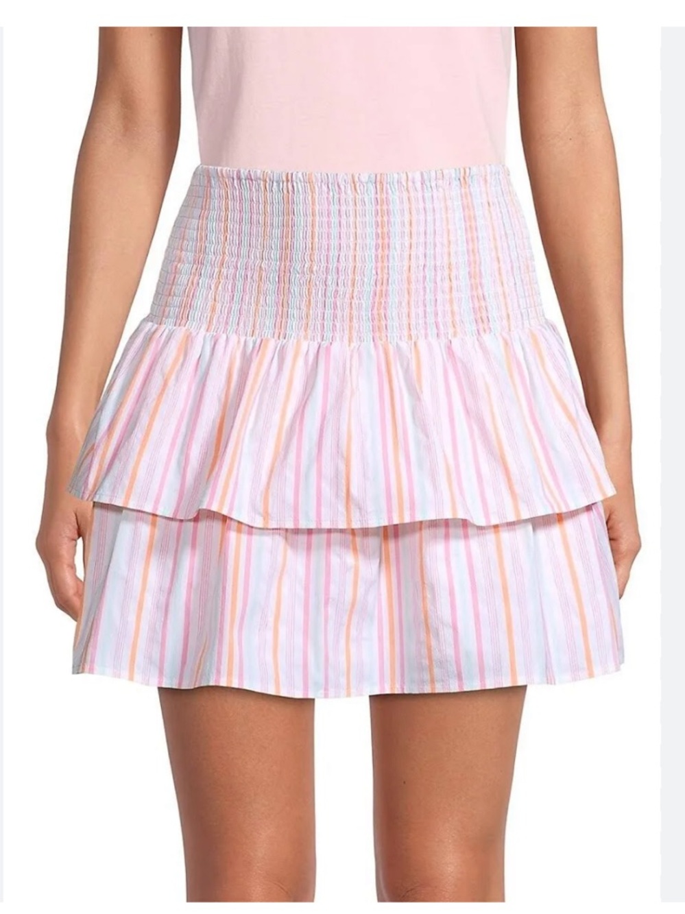 Vineyard Vines Harbor Smocked Pink White Multi-Stripe Mini Skirt NEW M